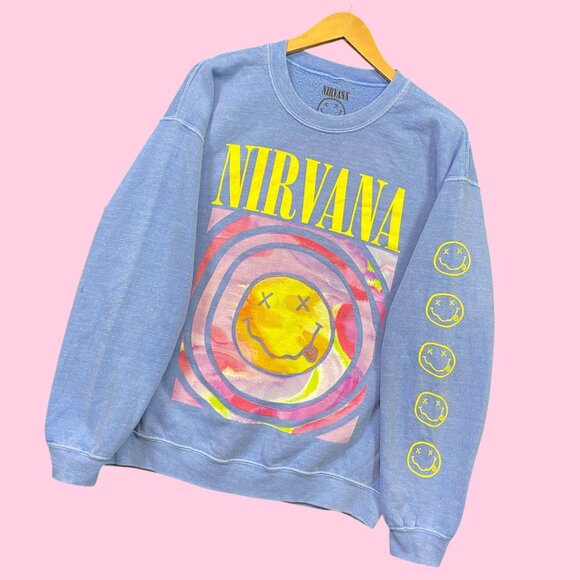 Nirvana Nevermind Grunge Band Oversized Crewneck Sweater M - Picture 3 of 6